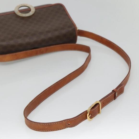 CELINE Macadam Canvas Shoulder Bag Pvc Leather Brown Gold - Picture 7 of 12